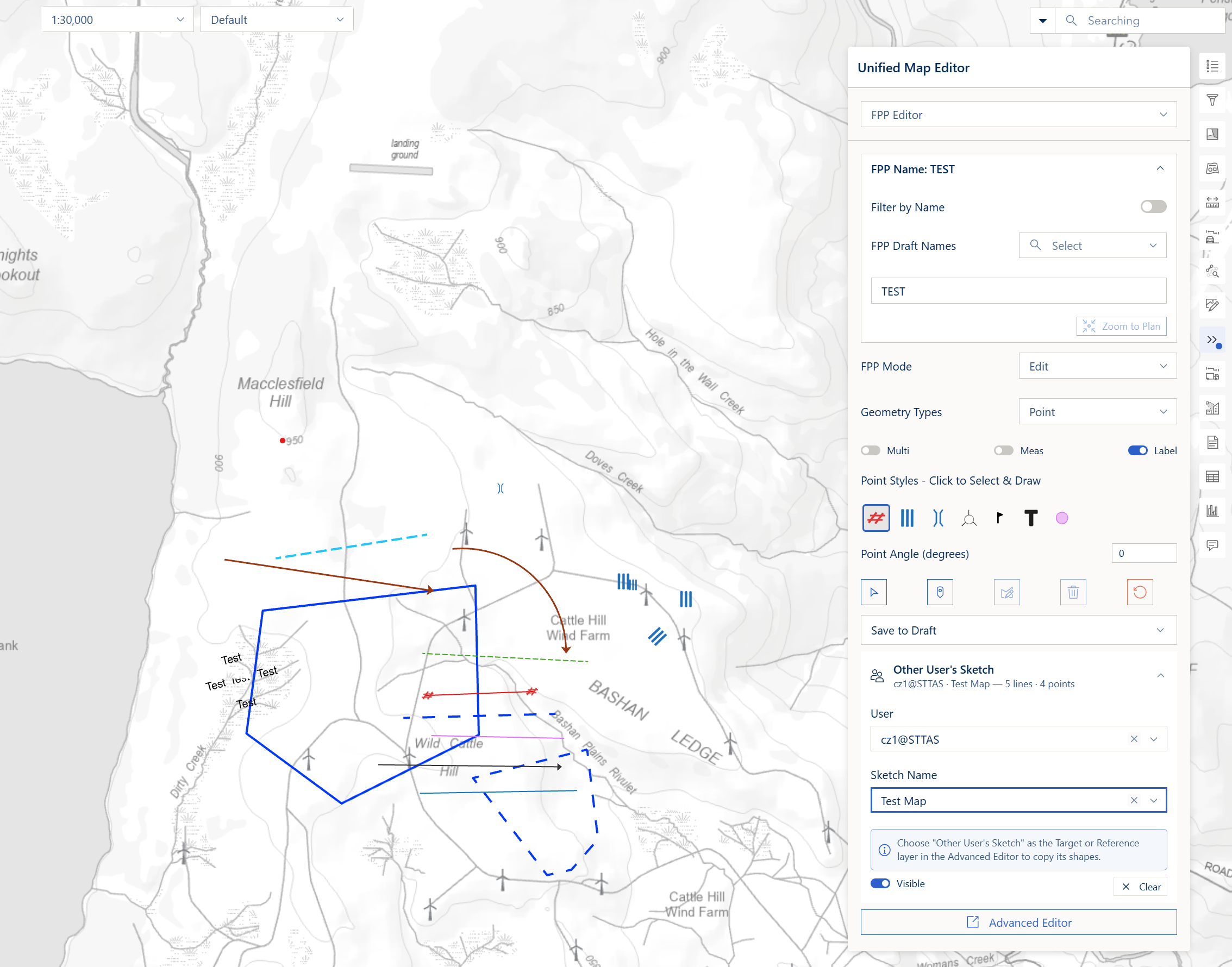 The Other User's Sketch block above the Advanced Editor