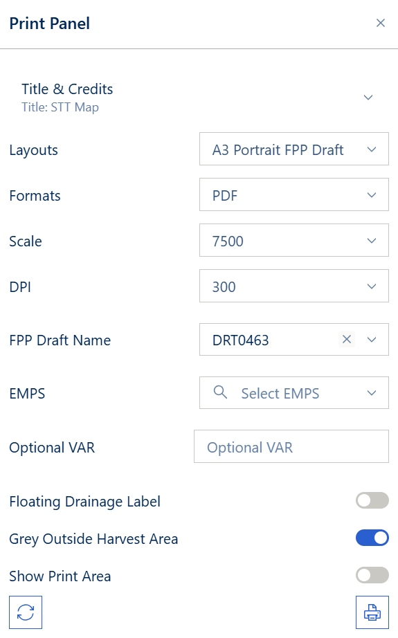 Grey Outside Harvest Area switch in the FPP fields