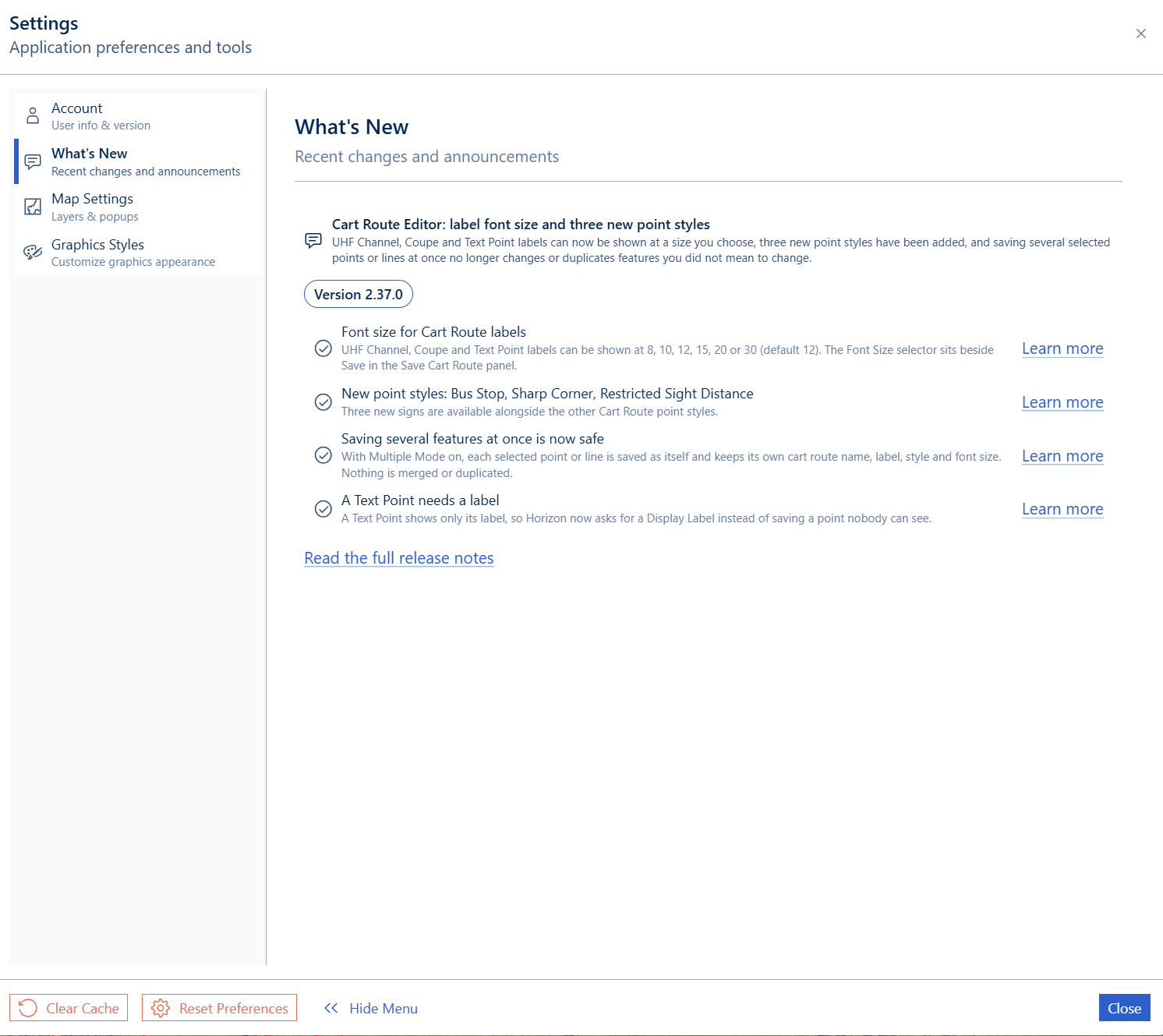 Settings open on the What's New section